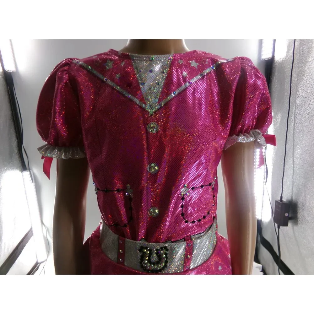 Pre-Owned Dance Costume Large Child Pink Dance Inked Jazz Clogging Musical Thea